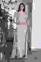 Gold Boncuk İşlemeli Tül Kol Detaylı Uzun Abiye 9705463.122 Gold