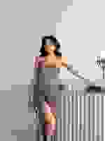 Gold Önü Taş Detaylı Yırtmaçlı Pul Payet Straplez Abiye 0801163.122 Gold