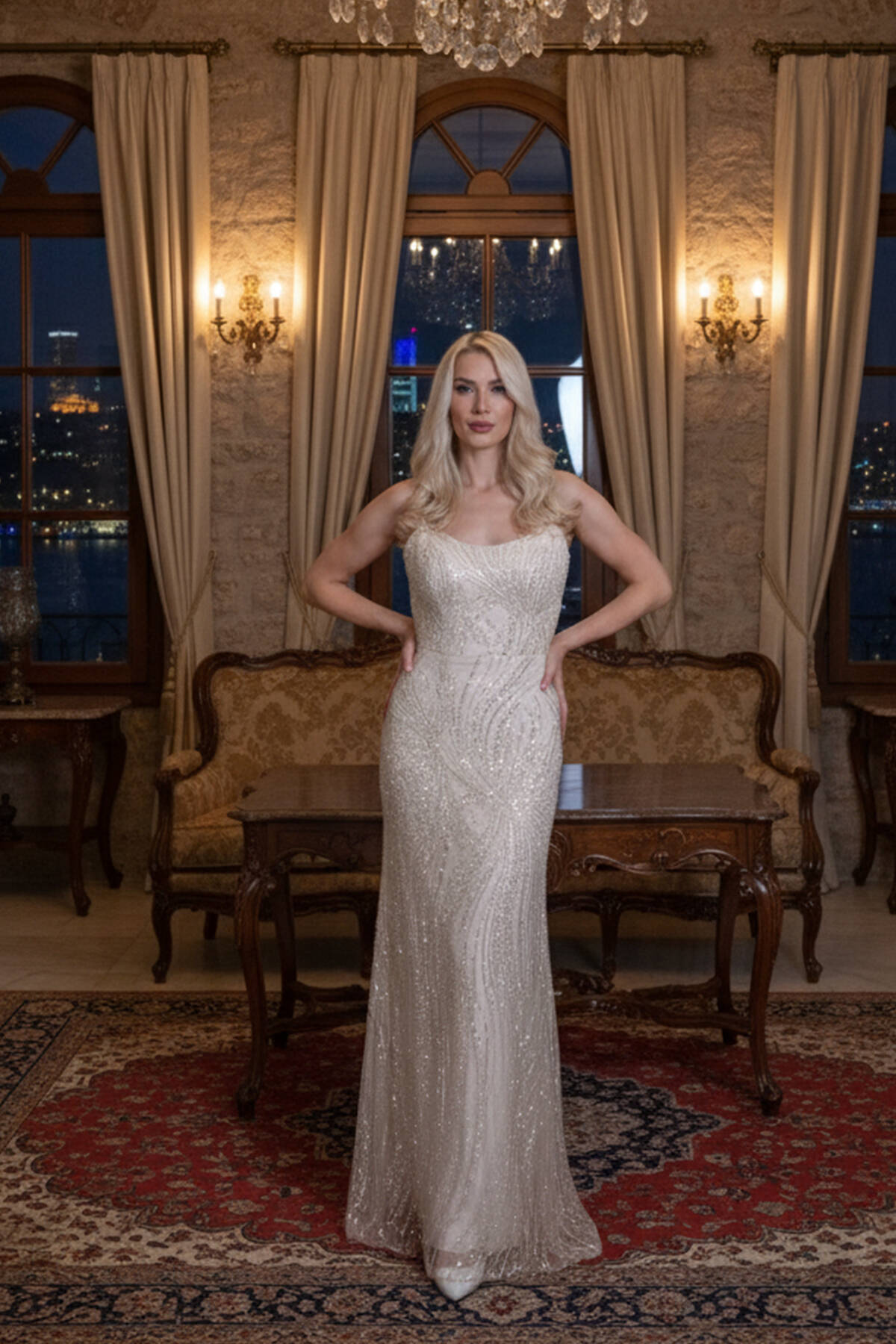 Gold Taş İşlemeli Uzun Balık Abiye 0801056.122 - Ardanewline