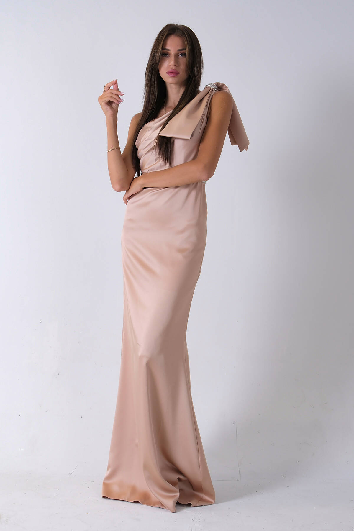 Gold Tek Omuz Drapeli Taş Detaylı Abiye 0801009.122 Gold