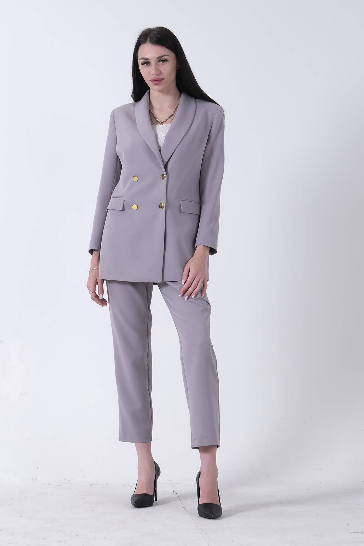 Gri Blazer Ceket Pantolon İkili Takım 0106305.06 Gri