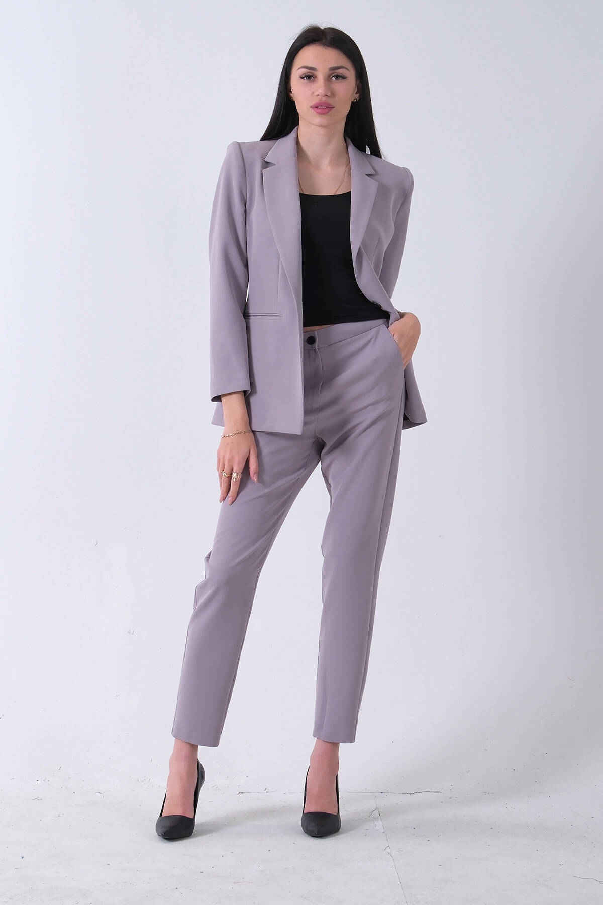 Gri Klasik Yaka Ceketli Takım 0106309.06 - Ardanewline (1)