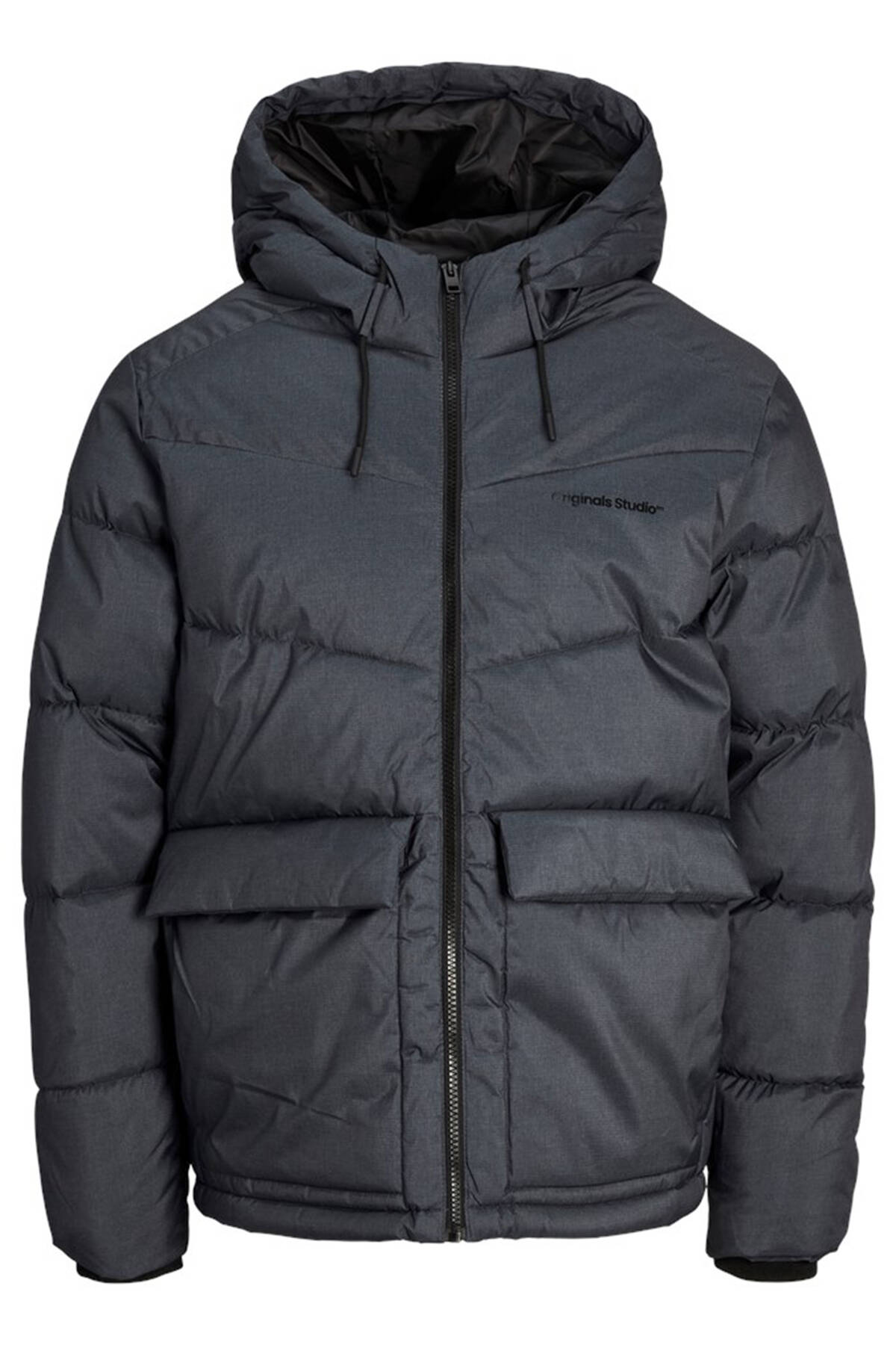 Gri Logo Baskili Kapüsonlu Puffer Mont 77724K12238849.06 - Ardanewline (1)