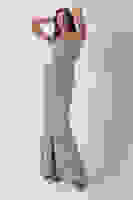 Gri Önü Taş Detaylı Yırtmaçlı Pul Payet Straplez Abiye 0801163.06 Gri