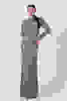 Gri Pul Payetli ve Tüy Detaylı Tesettür Abiye 6502490.06 