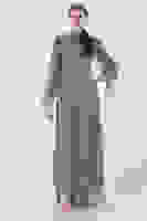 Gri Taş İşlemeli Hakim Yaka Fiyonklu Tesettür Abiye 6502462.06 