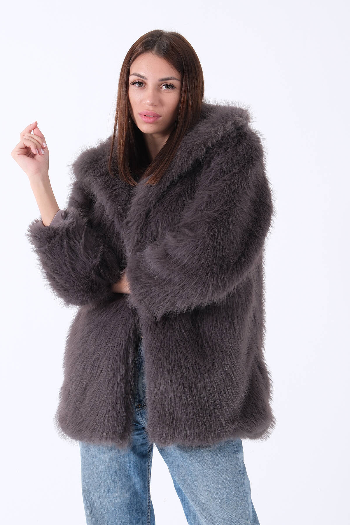 Gri Uzun Lolita Kürk Kaban 31050729.06 