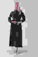 Haki Boydan Düğme Kapamalı Bileği Lastikli Beli Kemerli Elbise 4593459.23 Haki