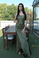 Haki Göğüs Pul ve Taşlı Saten Abiye 9705294.23 Haki