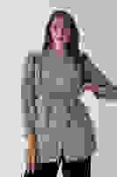 Haki Hakim Yaka Bel Bağlamalı Desenli Tunik 4595333.23 Haki