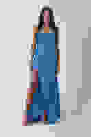 İndigo Göğüs Taşlı Işıltı Detaylı Yırtmaçlı Saten Abiye Elbise 0801027.98 İndigo