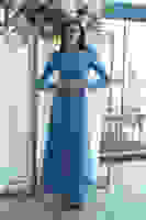 İndigo Kol Uçları Tüylü Abiye Elbise 6502437.98 İndigo