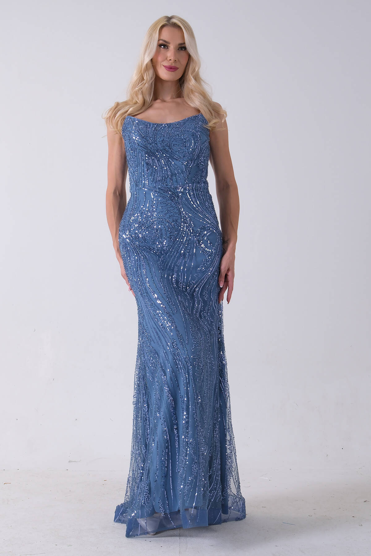 İndigo Taş İşlemeli Uzun Balık Abiye 0801056.98 - Ardanewline (1)