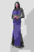 İndigo Yaka Seyyar Şal Ayrobin Eklemeli Tesettür Abiye 6502477.98 