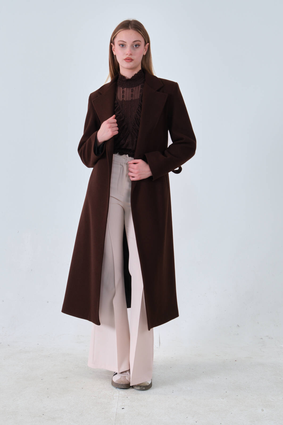 Kahve Astarlı Kaşe Kaban 0108069.05 Kahve