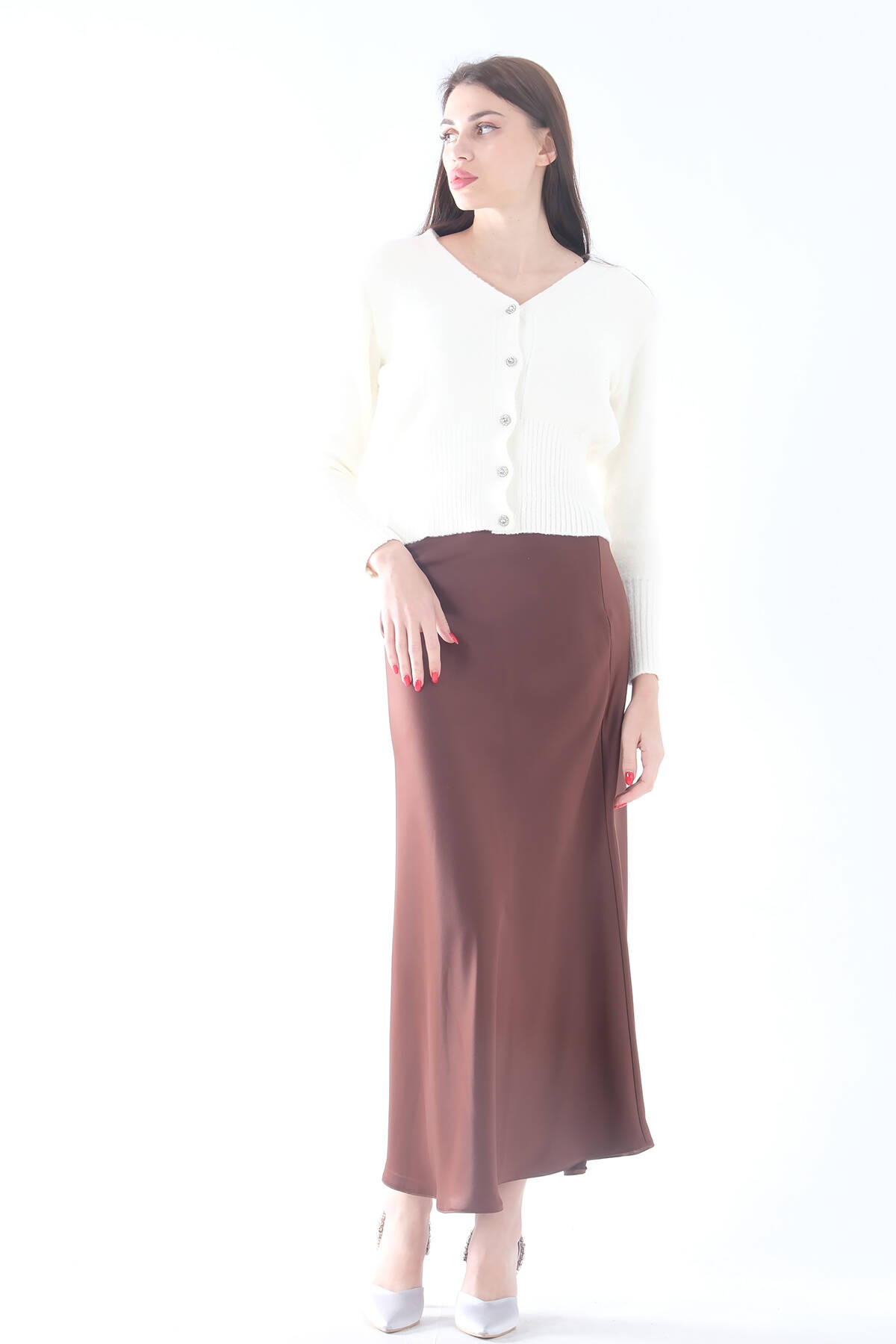 Kahve Bel Lastikli Saten Etek 3979463.05 - Ardanewline (1)