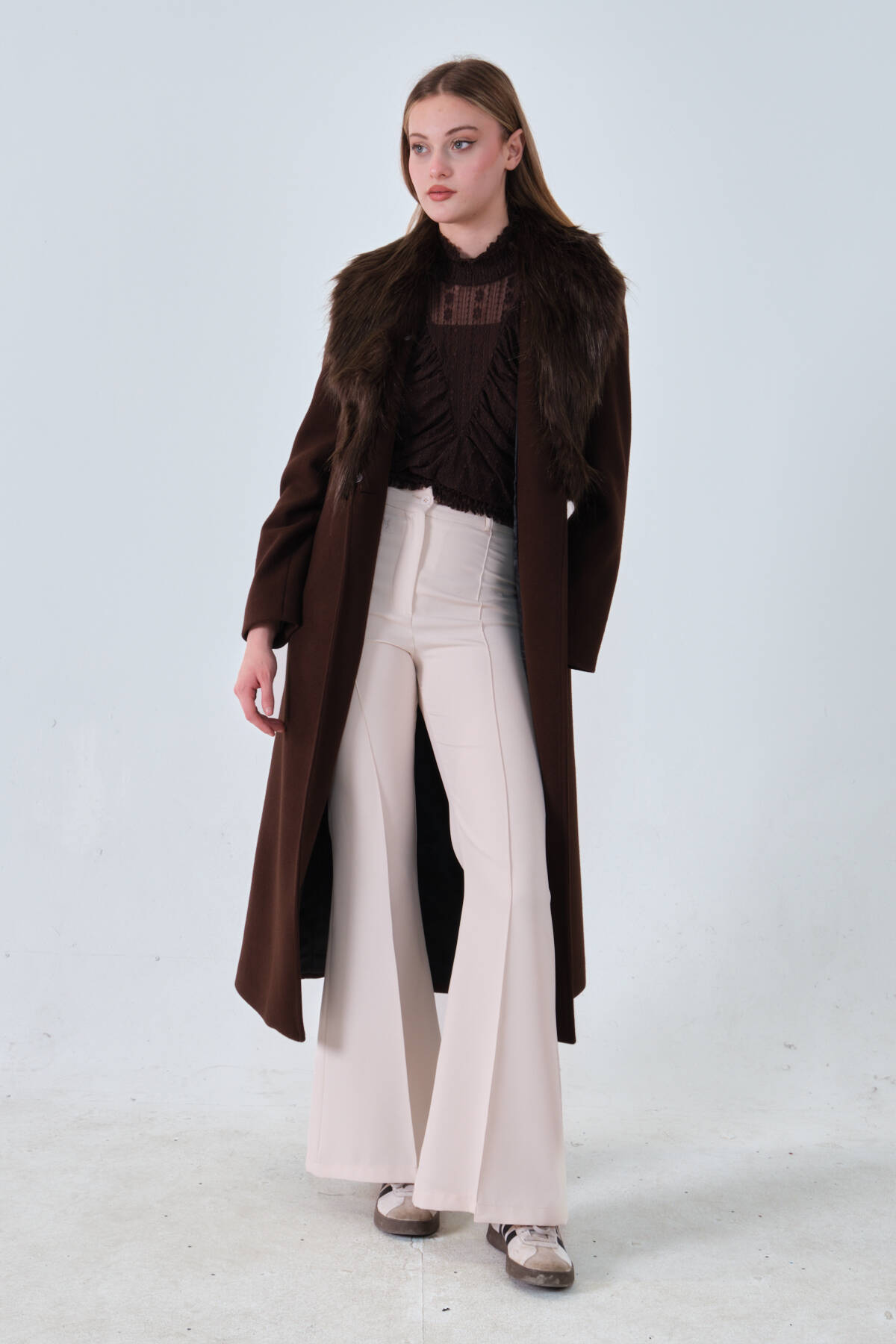 Kahve Seyyar Kürklü Astarlı Kaşe Kaban 0108070.05 - Ardanewline (1)