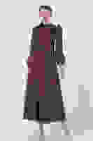 Kahve Tüvid Kumaş Çiçek Detaylı Kolları Lastikli Seyyar Kuşaklı Elbise 4593267.05 