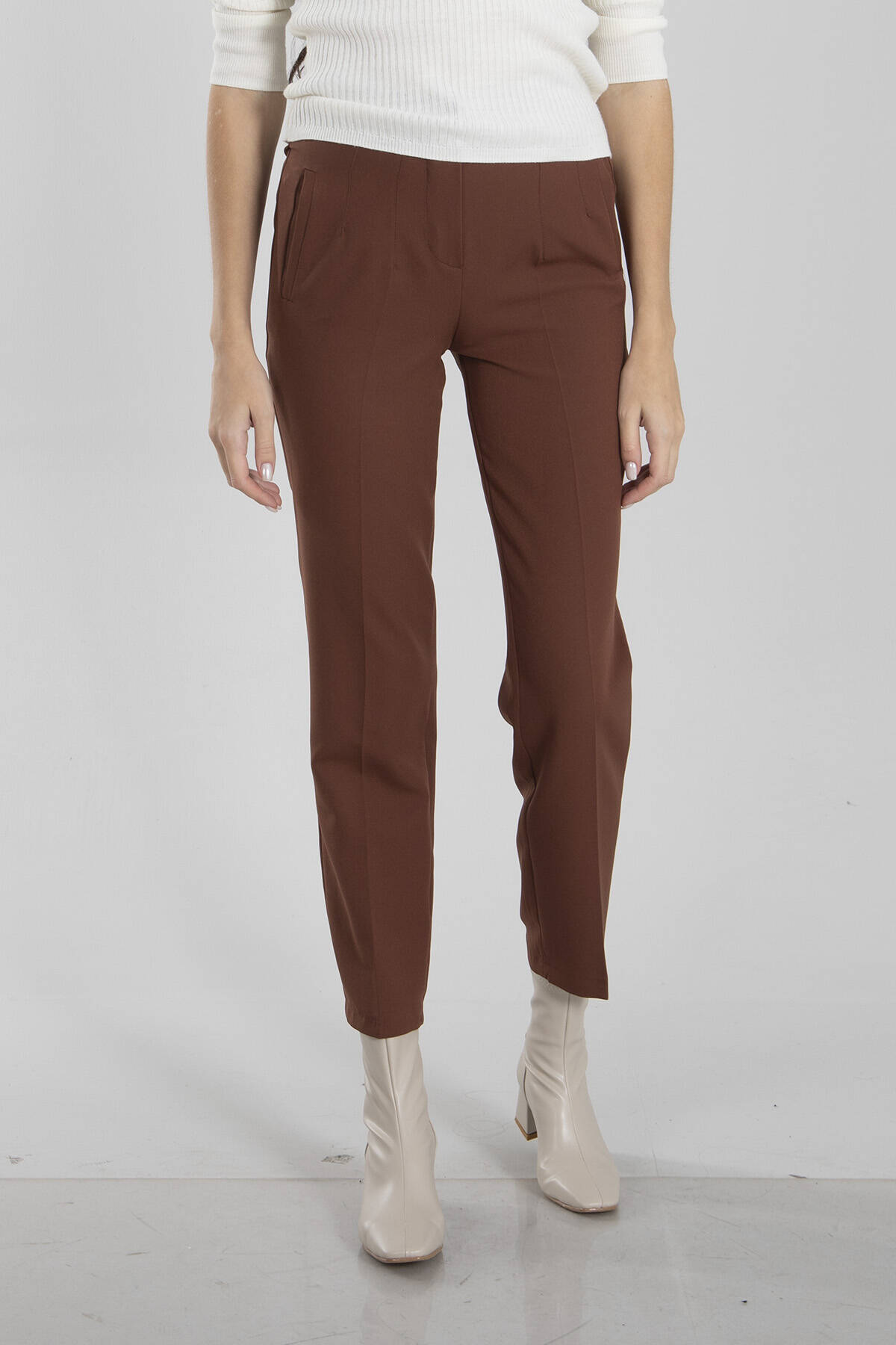 Kahve Yüksek Bel Kalem Pantolon 3974034.05 - Ardanewline (1)
