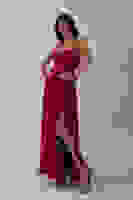 Kırmızı Askılı Drapeli Uzun Şifon Abiye 08020032.08 Kırmızı