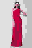 Kırmızı Bel Dekolteli Taş İşlemeli Abiye Elbise 4521014.08 