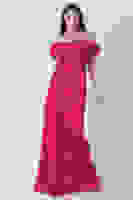 Kırmızı Drape Detaylı Saten Kumaş Abiye Elbise 9704858.08 