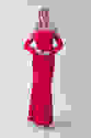 Kırmızı Drapeli Üzeri Işıltı Nokta Detaylı Kollu Abiye 0802502.08 Kırmızı