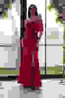 Kırmızı Fiyonk Detaylı Straplez Taş İşlemeli Abiye 9705564.08 Kırmızı