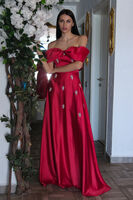 Kırmızı Fiyonk Yaka Taş Detaylı Abiye 9705541.08 Kırmızı