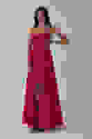 Kırmızı İnce Askılı Uzun Şifon Abiye Elbise 08020031.08 Kırmızı