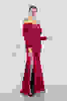 Kırmızı Kayık Yaka Taşlı Abiye Elbise 9705060.08 