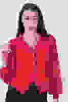 Kırmızı Kolları Şifon Gömlek 4202643.08 