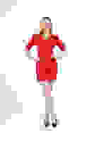 Kırmızı Kuvaze Yaka Önü Çapraz Detaylı Elbise 0104023.08 