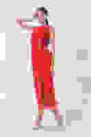 Kırmızı Önü Taş Detaylı Yırtmaçlı Tüy Detaylı Abiye 9705402.08 