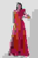 Kırmızı Saten Omuz Fiyonklu Abiye Elbise 1302192.08 Kırmızı