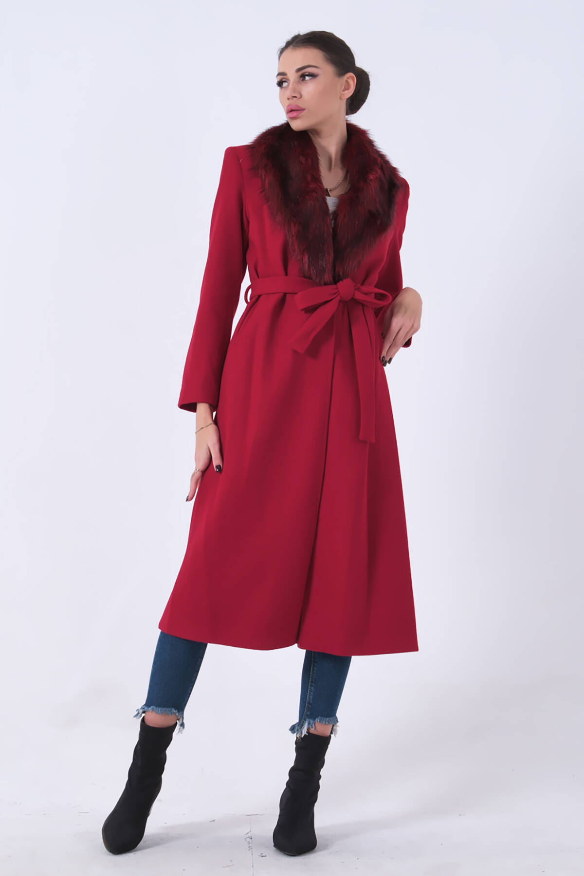 Kırmızı Seyyar Kürklü Astarlı Kaşe Kaban 0108070.08 