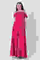 Kırmızı Taş Askılı Düşük Kol Saten Abiye 0806118.08 