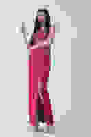 Kırmızı Taş İşlemeli Straplez Yırtmaçlı Abiye 0801045.08 