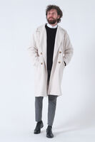 Krem Oversize Erkek Yaka Kaşe Kaban 01015002.19 