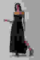 Lacivert Askılı Drapeli Uzun Şifon Abiye 08020032.02 Lacivert