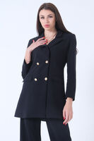 Lacivert Astarlı Düğme Kapamalı Blazer Ceket 0105123.02 