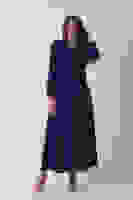 Lacivert Bel ve Bilek Bağlama Detaylı Crop Ceket Etekli Takım 4592249.02 Lacivert