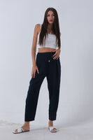 Lacivert Beli Lastikli Keten Pantolon 3970412.02 