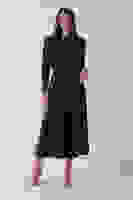 Lacivert Bisiklet Yaka Önü Pile Detaylı Beli Kemerli Elbise 4593453.02 Lacivert