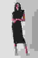 Lacivert Büzgülü Üzeri Taş Detaylı Elbise 03050336.02 Lacivert