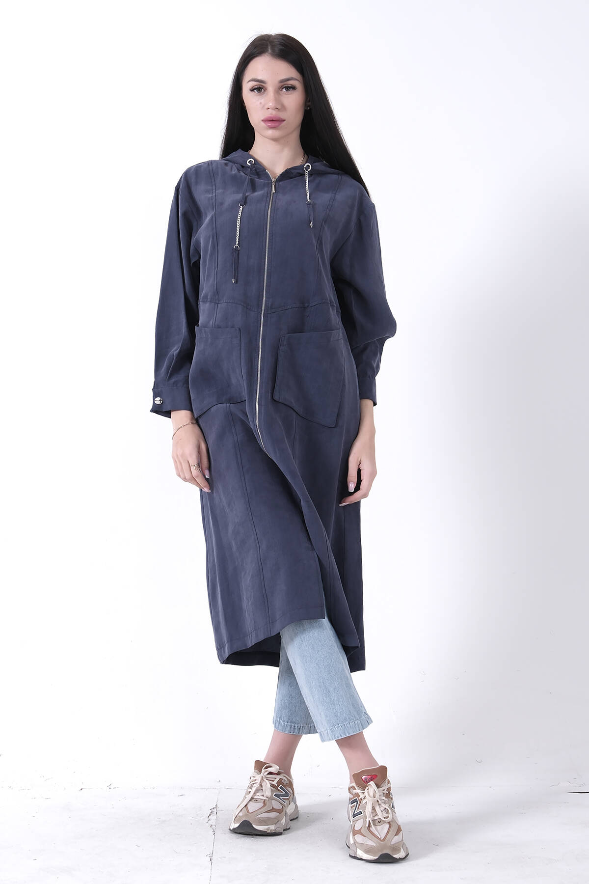 Lacivert Çift Cep Detaylı Fermuar Kapamalı Kapüşonlu Kap 44510684.02 - Ardanewline (1)