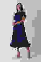 Lacivert Göğüs Ve Etek Ucu Çiçek Detaylı Abiye Elbise 9705622.02 Lacivert