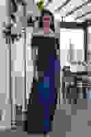 Lacivert Kadın Omzu Açık Payetli Yırtmaçlı Uzun Abiye Elbise 9705544.02 Lacivert