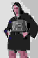 Lacivert Kapüşonlu Önü Çiçek Desenli Kot Ceket 44510672.02 Lacivert