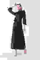 Lacivert Kemer Bağlamalı Kloş Elbise 4593260.02 